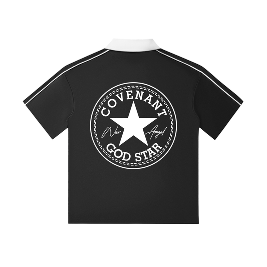 Contrast Collar Short-Sleeve Polo Shirt