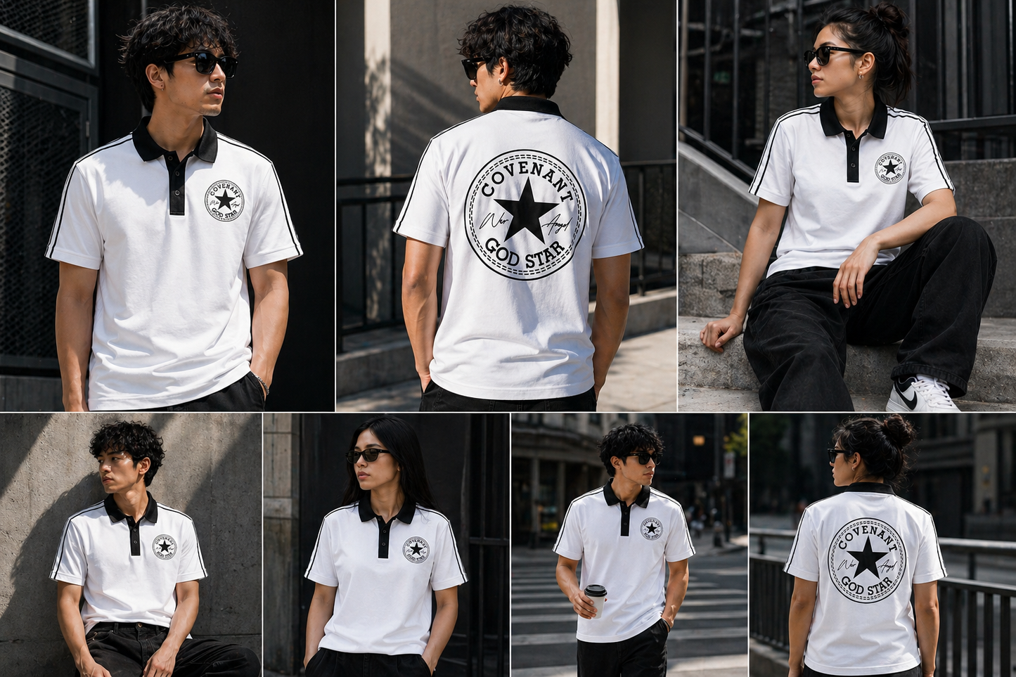 Contrast Collar Short-Sleeve Polo Shirt