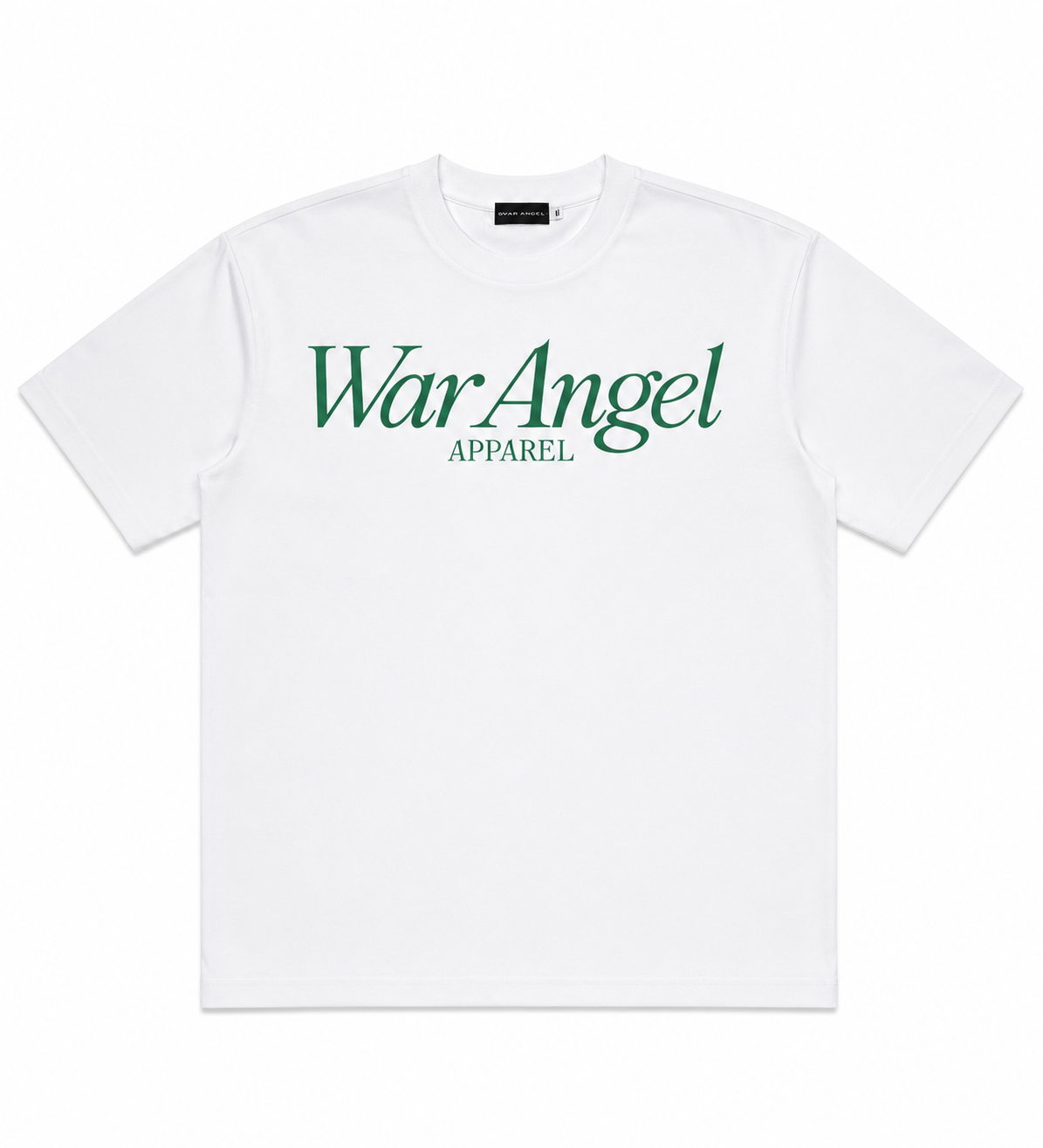 Kelly green on white T-shirt